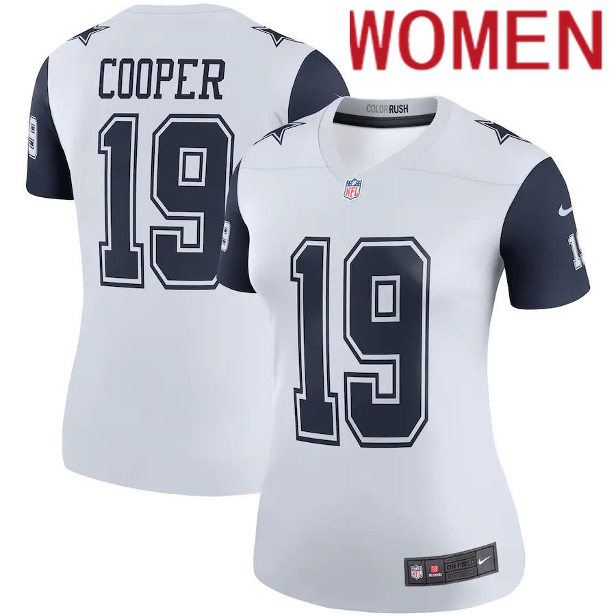 Women Dallas Cowboys 19 Amari Cooper Nike White Color Rush Legend Player NFL Jersey